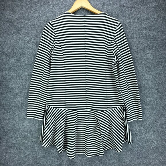 Soft Surroundings Tunic Top Womens Medium Black Striped Knit Zip Front Flowy - Picture 6 of 16
